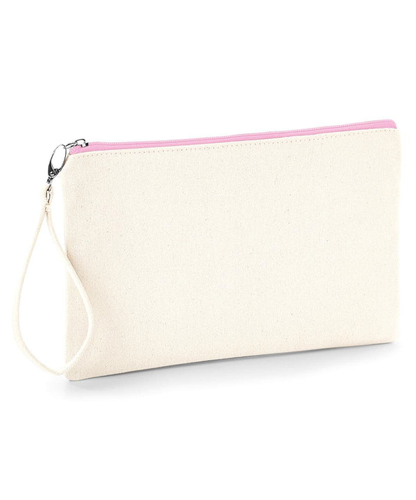 Natural/Pink - Canvas wristlet pouch Bags Westford Mill Bags & Luggage Schoolwear Centres