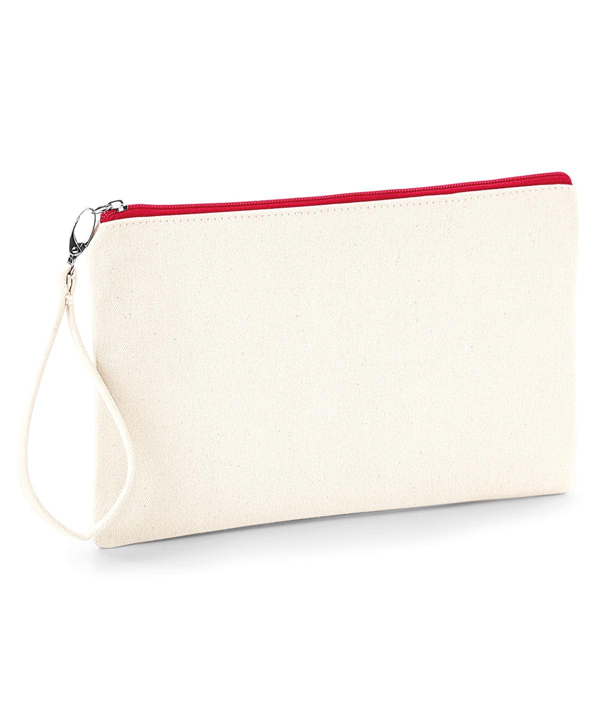 Natural/Red - Canvas wristlet pouch Bags Westford Mill Bags & Luggage Schoolwear Centres
