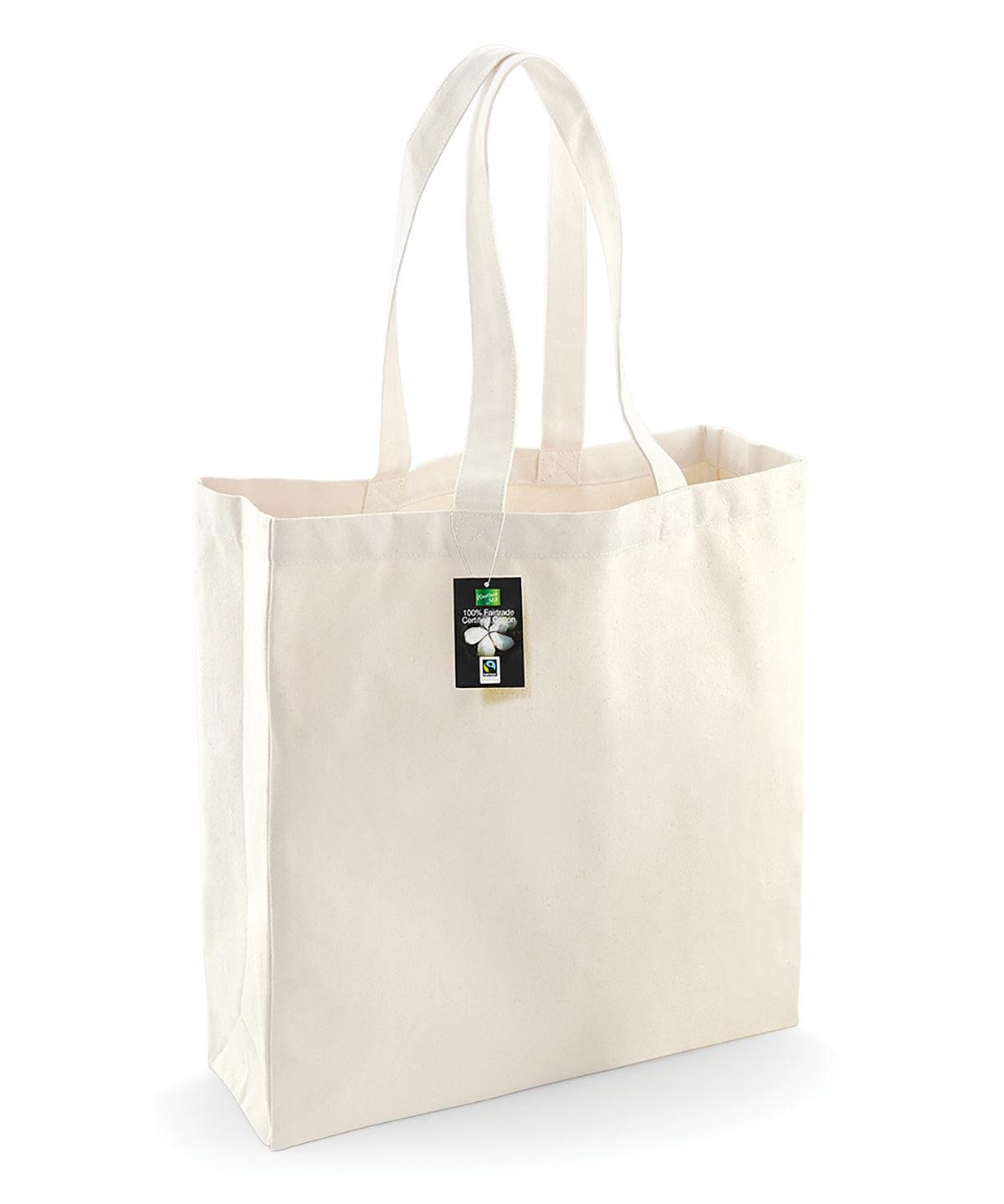 Natural - Fairtrade cotton classic shopper Bags Westford Mill Bags & Luggage, New Colours for 2023, Organic & Conscious Schoolwear Centres