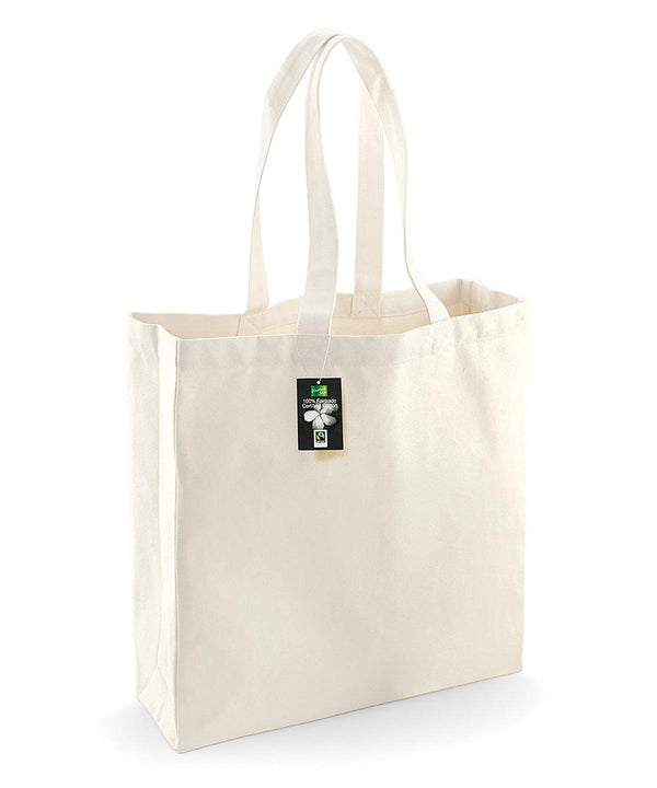 Natural - Fairtrade cotton classic shopper Bags Westford Mill Bags & Luggage, New Colours for 2023, Organic & Conscious Schoolwear Centres