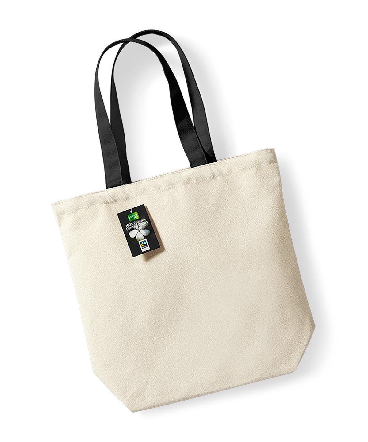 Natural/Black - Fairtrade cotton Camden shopper Bags Westford Mill Bags & Luggage, New Colours for 2023, Organic & Conscious Schoolwear Centres