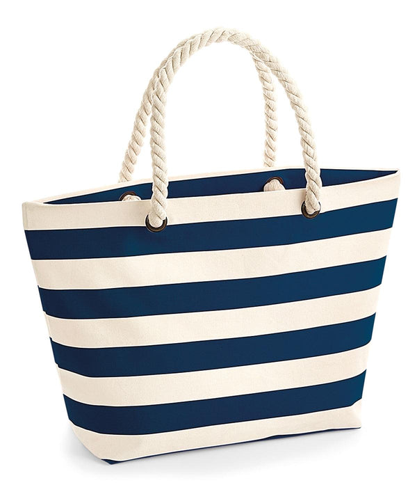 Natural/Navy - Nautical beach bag Bags Westford Mill Bags & Luggage, Holiday Season, Summer Accessories Schoolwear Centres