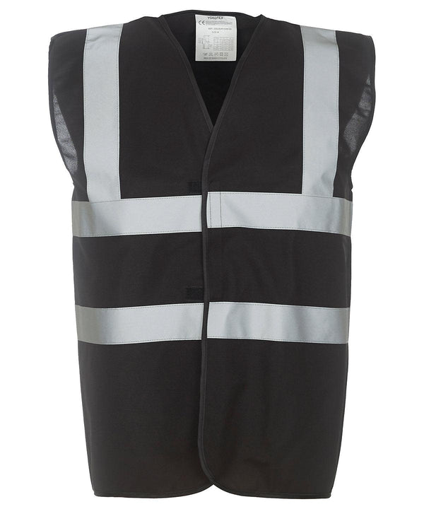 Black* - Hi-vis 2-band-and-braces waistcoat (HVW100) Safety Vests Yoko Must Haves, Personal Protection, Plus Sizes, Safety Essentials, Safetywear, Workwear Schoolwear Centres