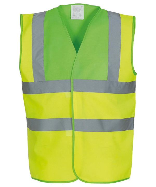 Lime Yoke/Yellow - Hi-vis 2-band-and-braces waistcoat (HVW100) Safety Vests Yoko Must Haves, Personal Protection, Plus Sizes, Safety Essentials, Safetywear, Workwear Schoolwear Centres