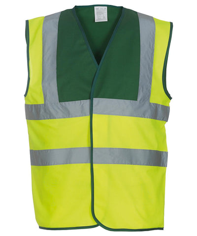Paramedic Green/Yellow - Hi-vis 2-band-and-braces waistcoat (HVW100) Safety Vests Yoko Must Haves, Personal Protection, Plus Sizes, Safety Essentials, Safetywear, Workwear Schoolwear Centres