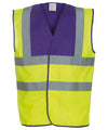 Purple Yoke/Yellow - Hi-vis 2-band-and-braces waistcoat (HVW100) Safety Vests Yoko Must Haves, Personal Protection, Plus Sizes, Safety Essentials, Safetywear, Workwear Schoolwear Centres