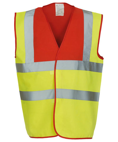Red Yoke/Yellow - Hi-vis 2-band-and-braces waistcoat (HVW100) Safety Vests Yoko Must Haves, Personal Protection, Plus Sizes, Safety Essentials, Safetywear, Workwear Schoolwear Centres