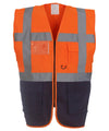 Orange/Navy - Multifunctional executive hi-vis waistcoat (HVW801) Safety Vests Yoko Must Haves, Personal Protection, Plus Sizes, Safety Essentials, Safetywear, Workwear Schoolwear Centres