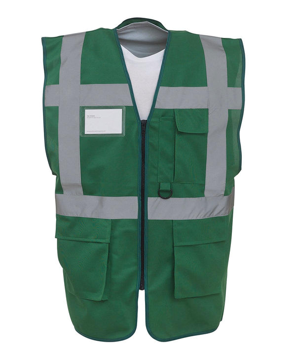 Paramedic Green - Multifunctional executive hi-vis waistcoat (HVW801) Safety Vests Yoko Must Haves, Personal Protection, Plus Sizes, Safety Essentials, Safetywear, Workwear Schoolwear Centres
