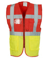 Red/Yellow - Multifunctional executive hi-vis waistcoat (HVW801) Safety Vests Yoko Must Haves, Personal Protection, Plus Sizes, Safety Essentials, Safetywear, Workwear Schoolwear Centres