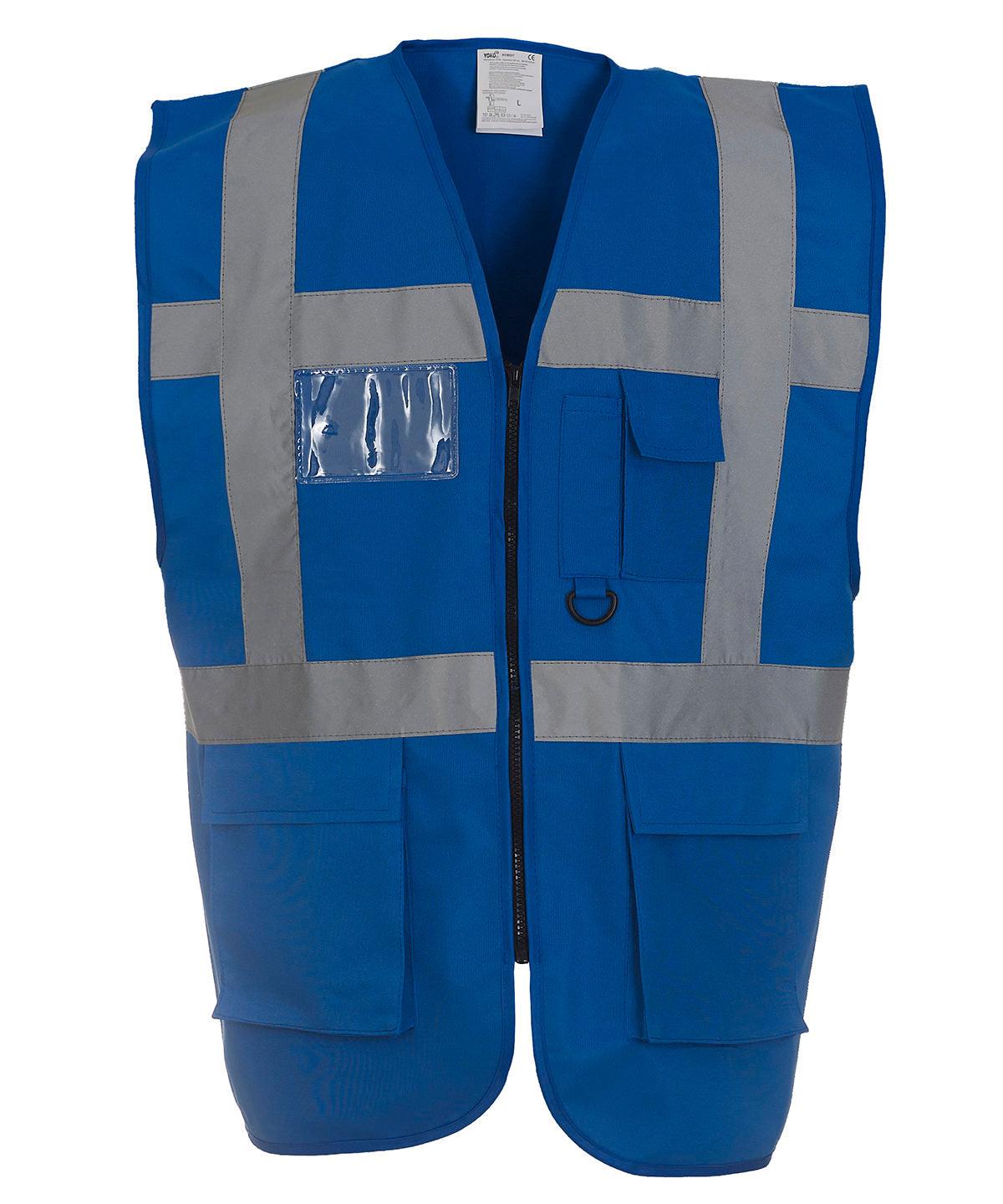 Royal Blue - Multifunctional executive hi-vis waistcoat (HVW801) Safety Vests Yoko Must Haves, Personal Protection, Plus Sizes, Safety Essentials, Safetywear, Workwear Schoolwear Centres
