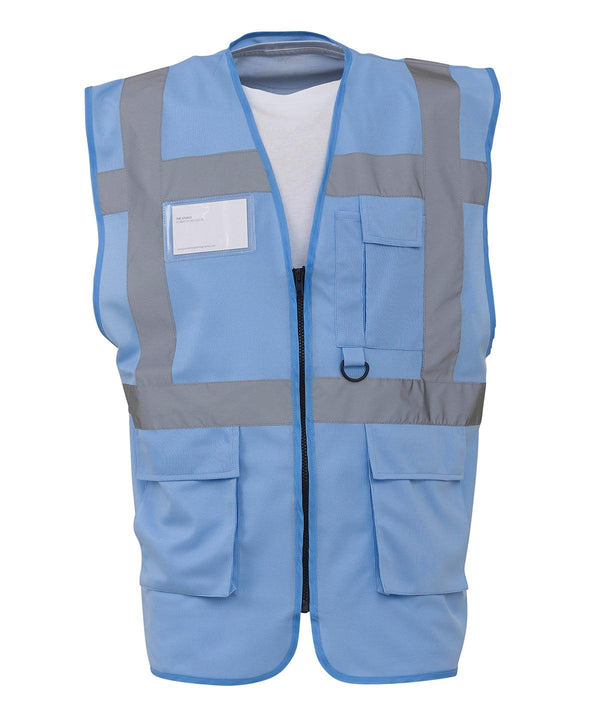 Sky - Multifunctional executive hi-vis waistcoat (HVW801) Safety Vests Yoko Must Haves, Personal Protection, Plus Sizes, Safety Essentials, Safetywear, Workwear Schoolwear Centres