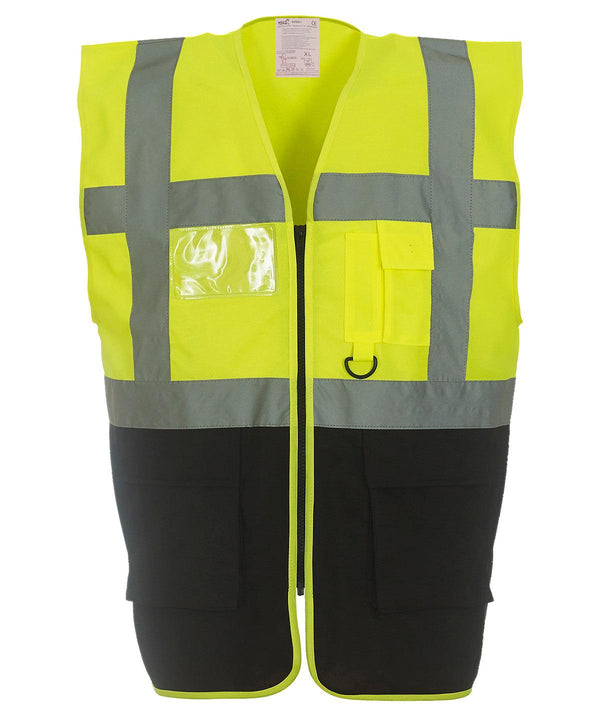 Yellow/Black - Multifunctional executive hi-vis waistcoat (HVW801) Safety Vests Yoko Must Haves, Personal Protection, Plus Sizes, Safety Essentials, Safetywear, Workwear Schoolwear Centres