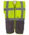 Yellow/Grey - Multifunctional executive hi-vis waistcoat (HVW801) Safety Vests Yoko Must Haves, Personal Protection, Plus Sizes, Safety Essentials, Safetywear, Workwear Schoolwear Centres