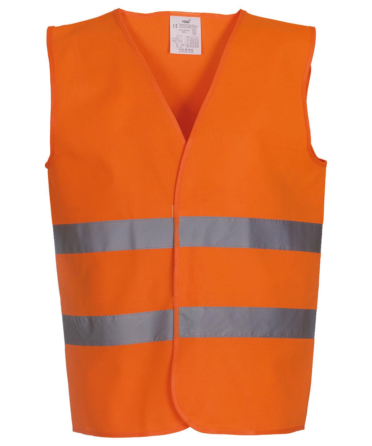 Orange - Hi-vis 2-band waistcoat (HVW102) Safety Vests Yoko Plus Sizes, Safety Essentials, Safetywear, Workwear Schoolwear Centres