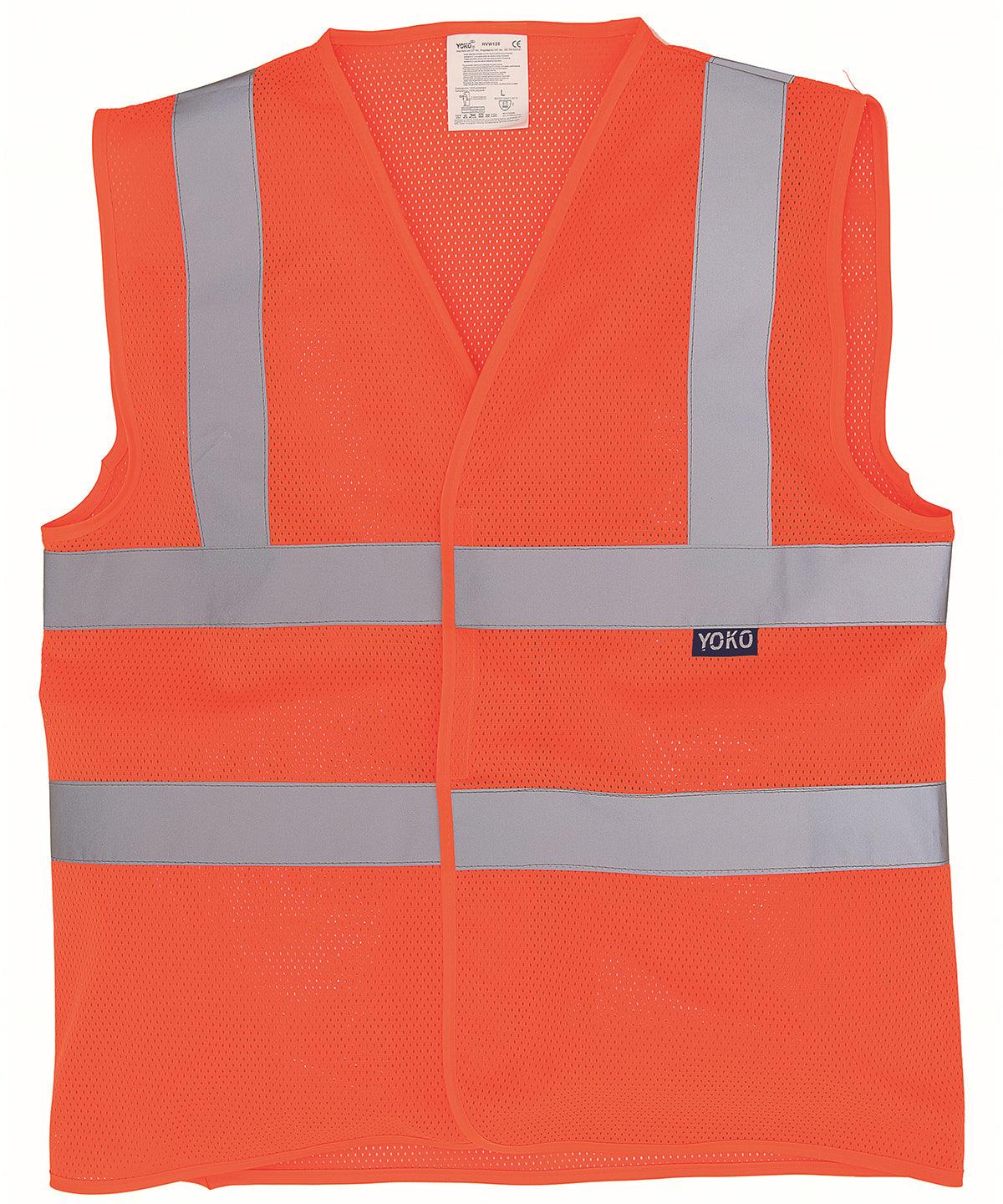 Orange - Top cool open mesh 2-band-and-braces waistcoat (HVW120) Safety Vests Yoko Plus Sizes, Safety Essentials, Safetywear, Workwear Schoolwear Centres