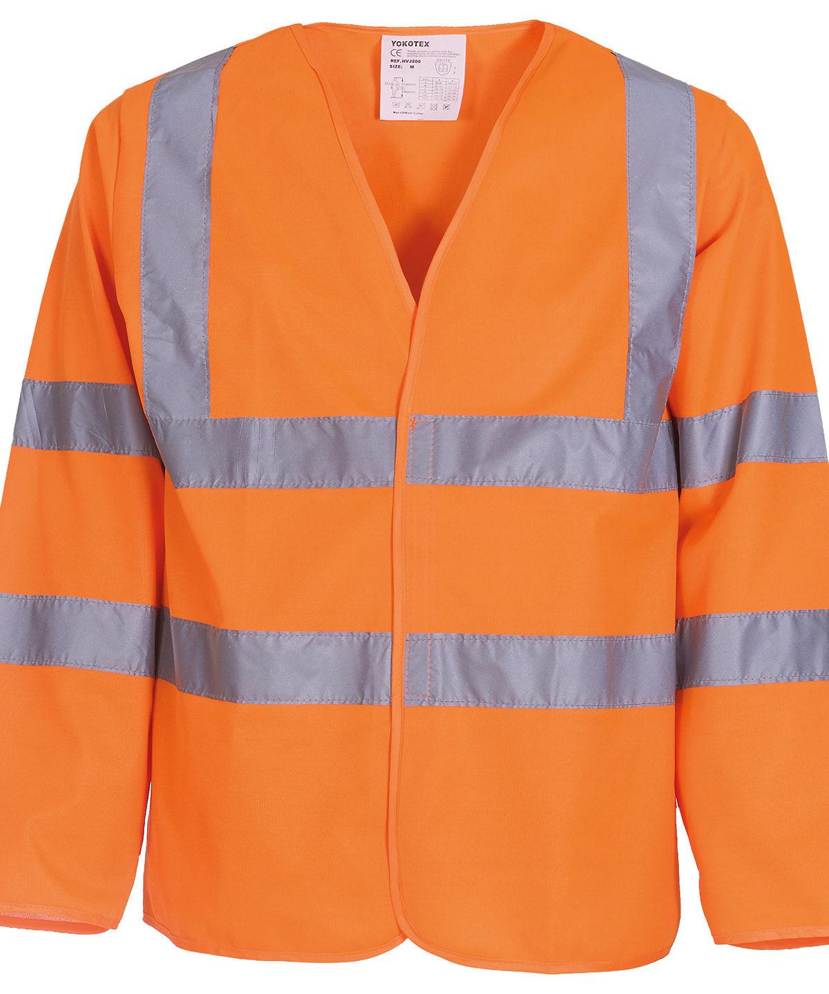 Orange - Hi-vis long sleeve waistcoat (HVJ200) Safety Vests Yoko Plus Sizes, Safetywear, Workwear Schoolwear Centres