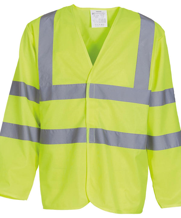 Yellow - Hi-vis long sleeve waistcoat (HVJ200) Safety Vests Yoko Plus Sizes, Safetywear, Workwear Schoolwear Centres