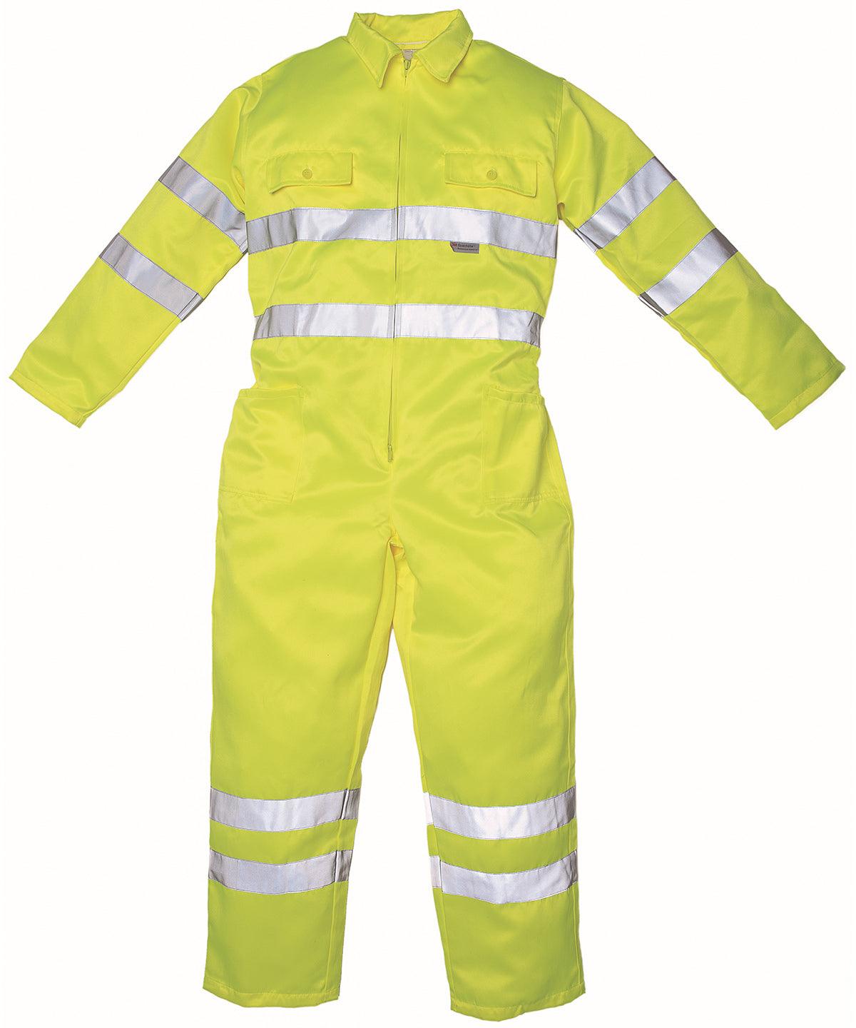 Yellow - Hi-vis polycotton coverall (HV058) Coveralls Yoko Plus Sizes, Safetywear, Workwear Schoolwear Centres
