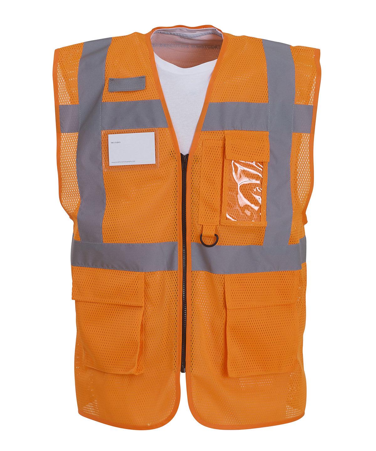 Orange - Hi-vis top cool open-mesh executive waistcoat (HVW820) Safety Vests Yoko Plus Sizes, Raladeal - Recently Added, Safety Essentials, Safetywear, Workwear Schoolwear Centres