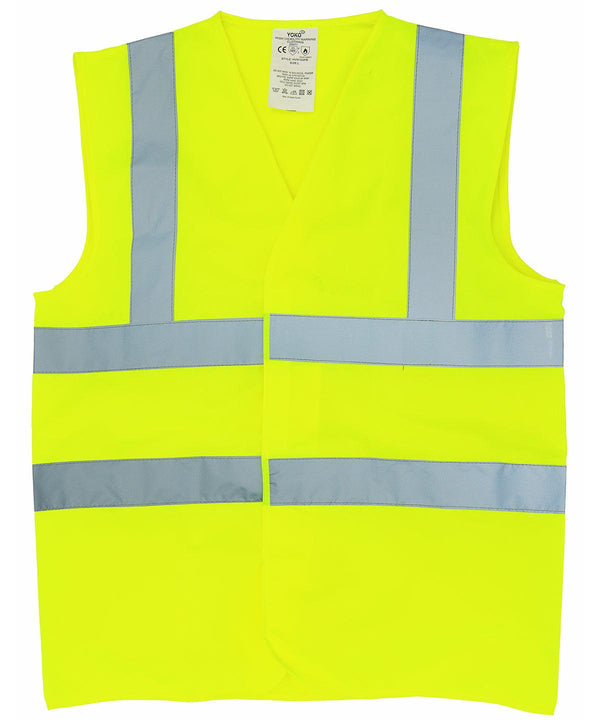 Yellow - Flame-retardant hi-vis sleeveless waistcoat (HVW100FR) Safety Vests Yoko Plus Sizes, Safety Essentials, Safetywear, Workwear Schoolwear Centres