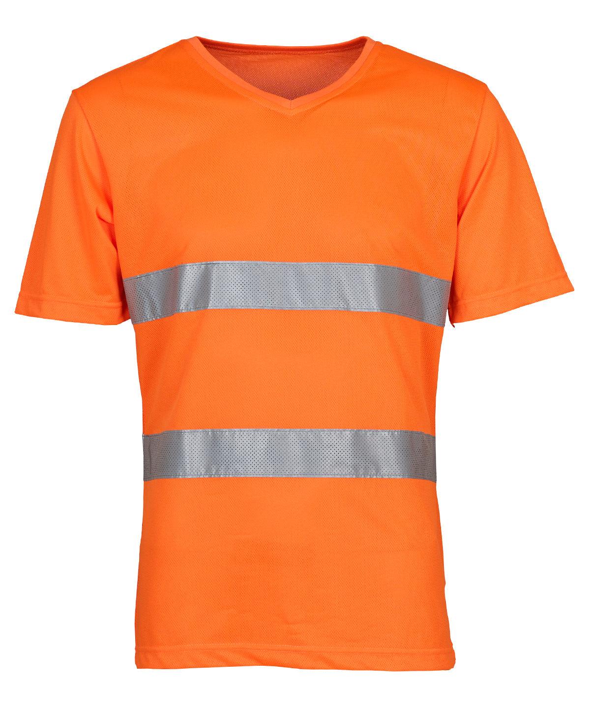 Orange - Hi-vis top cool super light v-neck t-shirt (HVJ910) T-Shirts Yoko Plus Sizes, Safetywear, Workwear Schoolwear Centres