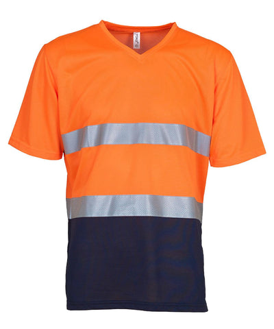 Orange/Navy - Hi-vis top cool super light v-neck t-shirt (HVJ910) T-Shirts Yoko Plus Sizes, Safetywear, Workwear Schoolwear Centres