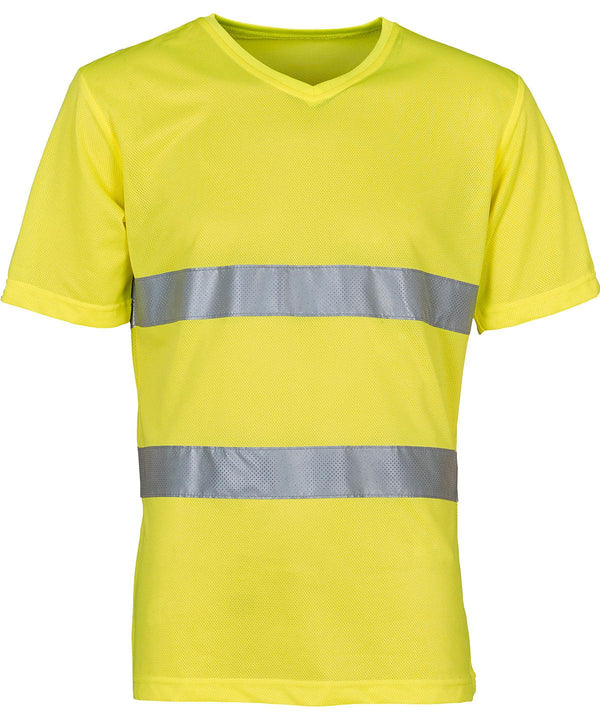 Yellow - Hi-vis top cool super light v-neck t-shirt (HVJ910) T-Shirts Yoko Plus Sizes, Safetywear, Workwear Schoolwear Centres