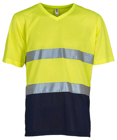 Yellow/Navy - Hi-vis top cool super light v-neck t-shirt (HVJ910) T-Shirts Yoko Plus Sizes, Safetywear, Workwear Schoolwear Centres