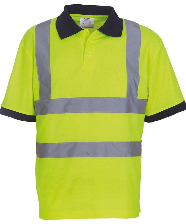 Yellow - Hi-vis short sleeve polo (HVJ210) Polos Yoko Must Haves, Plus Sizes, Polos & Casual, Safetywear, Workwear Schoolwear Centres