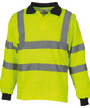 Yellow - Hi-vis long sleeve polo (HVJ310) Polos Yoko Plus Sizes, Polos & Casual, Safetywear, Workwear Schoolwear Centres