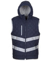 Navy - Hi-vis Kensington hooded gilet (HV007) Body Warmers Yoko Plus Sizes, Safetywear, Workwear Schoolwear Centres