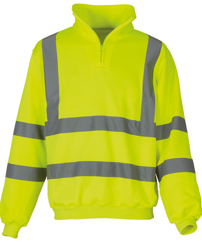 Yellow - Hi-vis ¼ zip sweatshirt (HVK06) Sweatshirts Yoko Plus Sizes, Safetywear, Sweatshirts, Workwear Schoolwear Centres