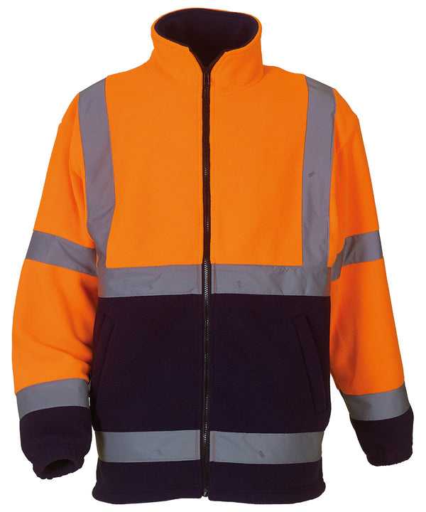 Orange/Navy - Hi-vis heavyweight fleece jacket (HVK08) Body Warmers Yoko Jackets & Coats, Jackets - Fleece, Must Haves, Plus Sizes, Safetywear, Workwear Schoolwear Centres