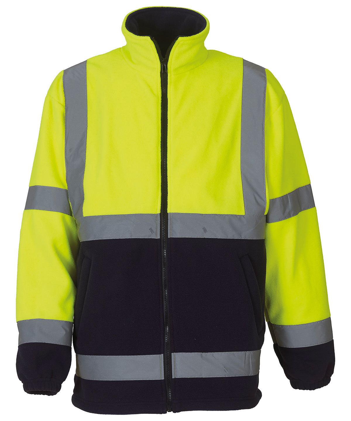 Yellow/Navy - Hi-vis heavyweight fleece jacket (HVK08) Body Warmers Yoko Jackets & Coats, Jackets - Fleece, Must Haves, Plus Sizes, Safetywear, Workwear Schoolwear Centres