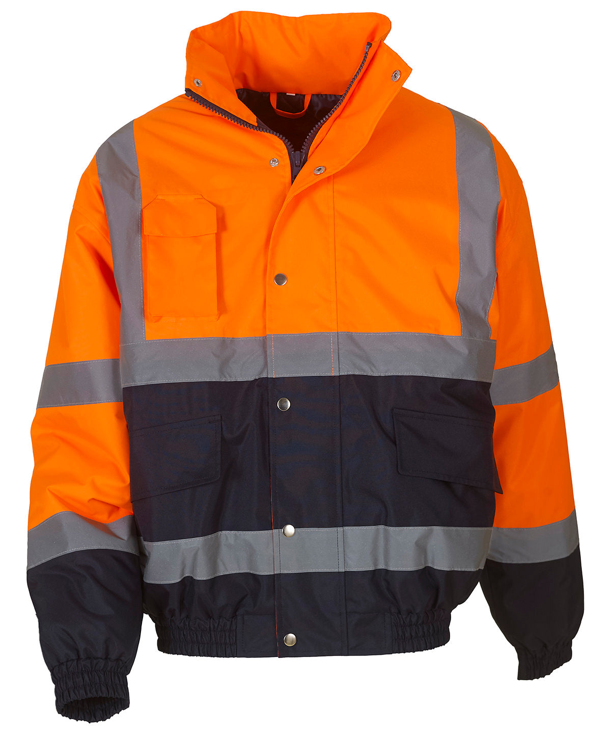 Orange/Navy - Hi-vis two-tone bomber jacket (HVP218) Jackets Yoko Jackets & Coats, Must Haves, Plus Sizes, Safetywear Schoolwear Centres