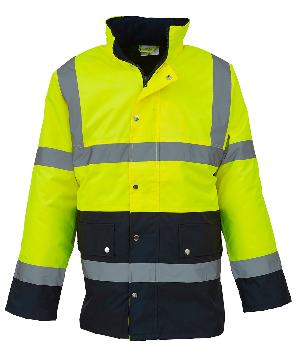 Yellow/Navy - Hi-vis two-tone motorway jacket (HVP302) Jackets Yoko Jackets & Coats, Must Haves, Plus Sizes, Safetywear, Workwear Schoolwear Centres