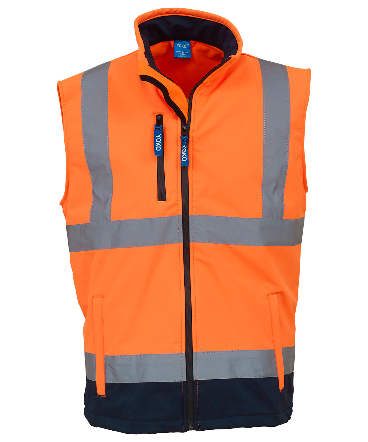 Orange/Navy - Hi-vis softshell gilet (HV006) Body Warmers Yoko Gilets and Bodywarmers, Jackets & Coats, Must Haves, Plus Sizes, Safetywear, Softshells, Workwear Schoolwear Centres