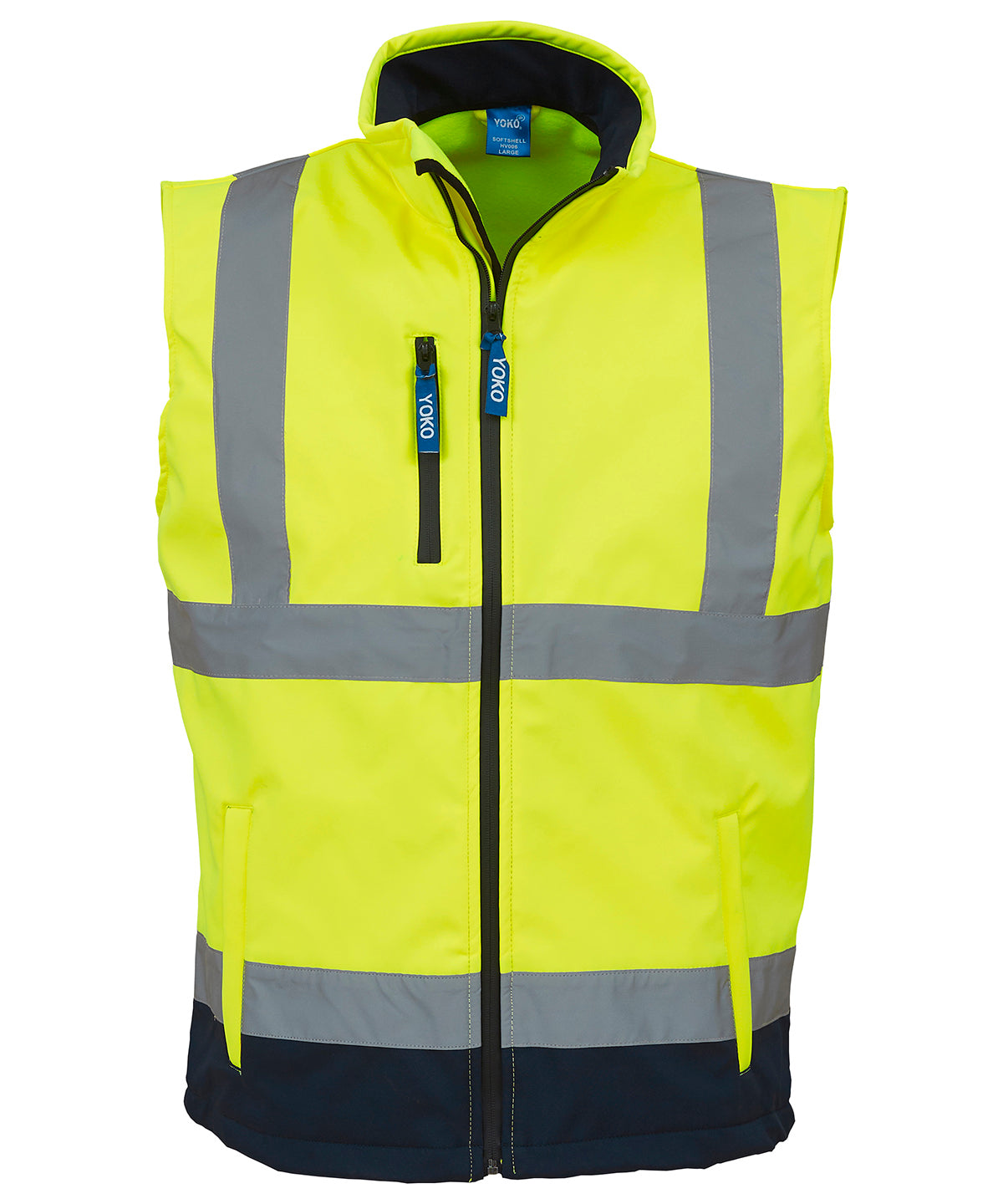 Yellow/Navy - Hi-vis softshell gilet (HV006) Body Warmers Yoko Gilets and Bodywarmers, Jackets & Coats, Must Haves, Plus Sizes, Safetywear, Softshells, Workwear Schoolwear Centres