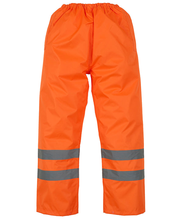 Orange - Hi-vis waterproof overtrousers (HVS462) Trousers Yoko Plus Sizes, Safetywear Schoolwear Centres