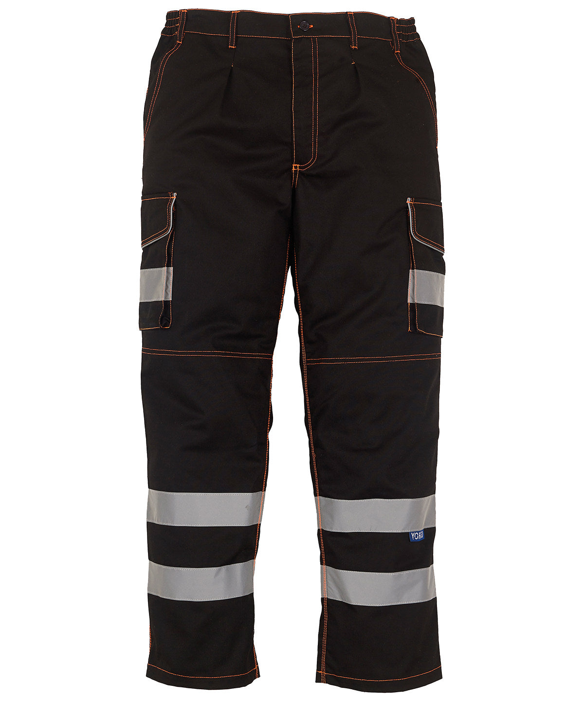 Black - Hi-vis polycotton cargo trousers with kneepad pockets (HV018T/3M) Trousers Yoko Must Haves, Plus Sizes, Safetywear, Workwear Schoolwear Centres