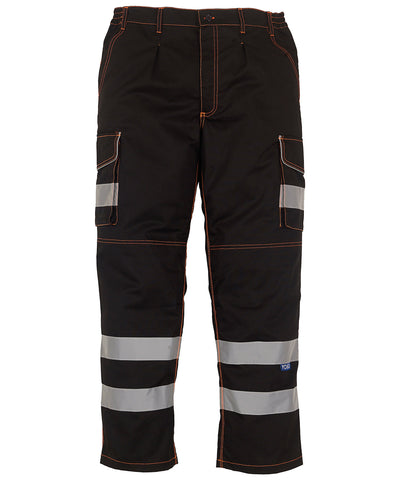 Black - Hi-vis polycotton cargo trousers with kneepad pockets (HV018T/3M) Trousers Yoko Must Haves, Plus Sizes, Safetywear, Workwear Schoolwear Centres