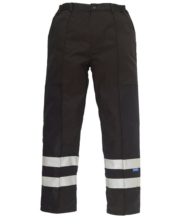 Black - Reflective polycotton ballistic trousers (BS015T) Trousers Yoko Must Haves, Plus Sizes, Safetywear, Workwear Schoolwear Centres