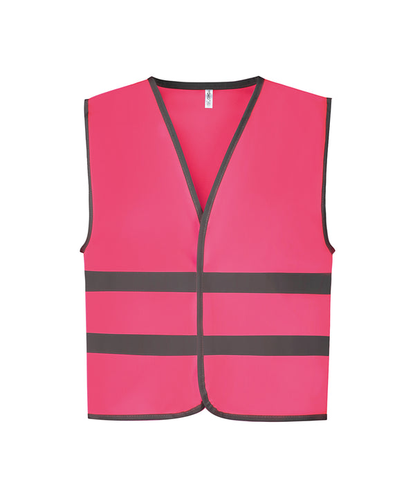 Fluo Pink - Hi-vis reflective border kids waistcoat (HVW102CH) Safety Vests Yoko Junior, New Colours for 2023, Safety Essentials, Safetywear Schoolwear Centres