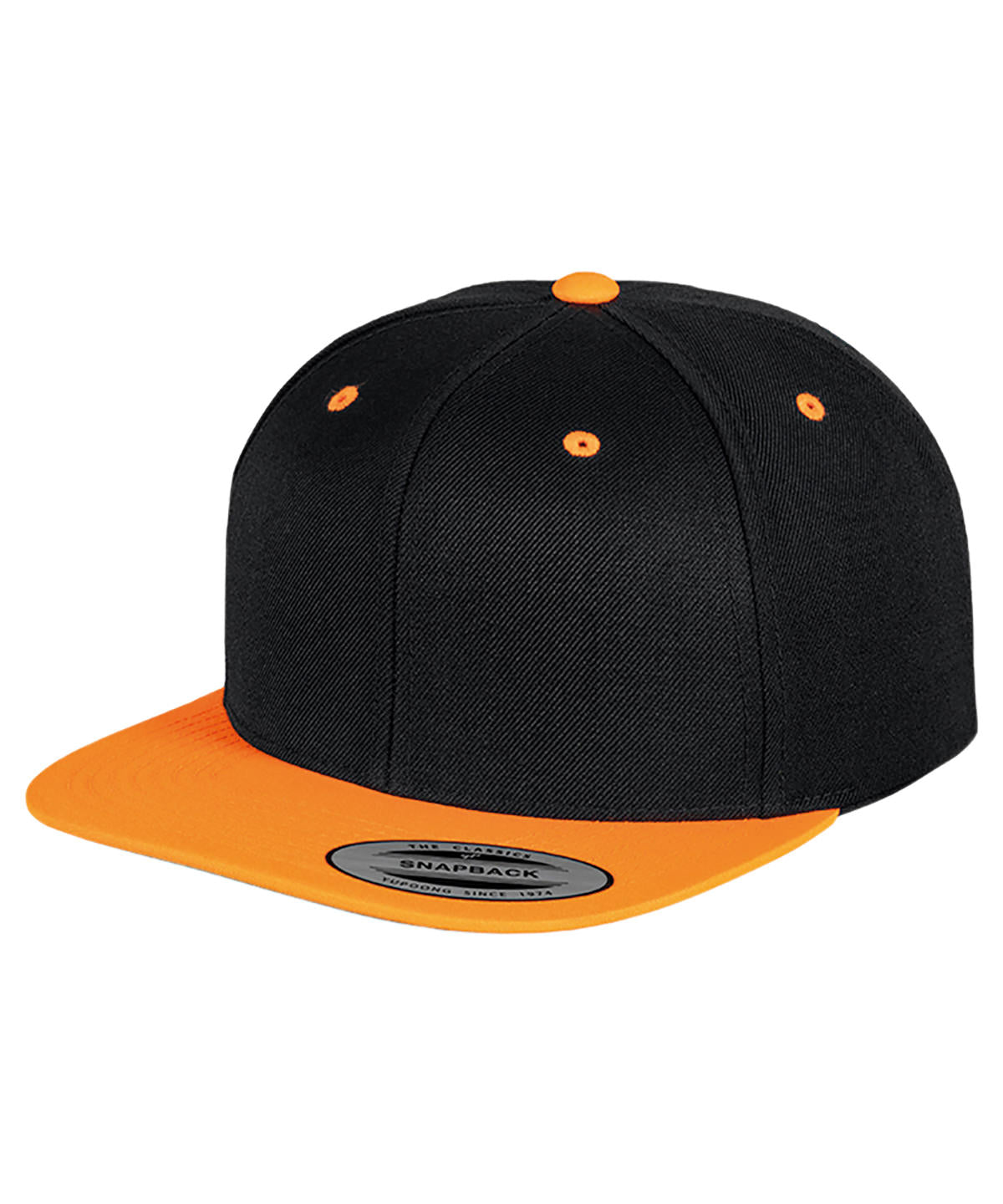 Black/Neon Orange - The classic snapback 2-tone (6089MT) Caps Flexfit by Yupoong Headwear, New Colours for 2023, Rebrandable Schoolwear Centres