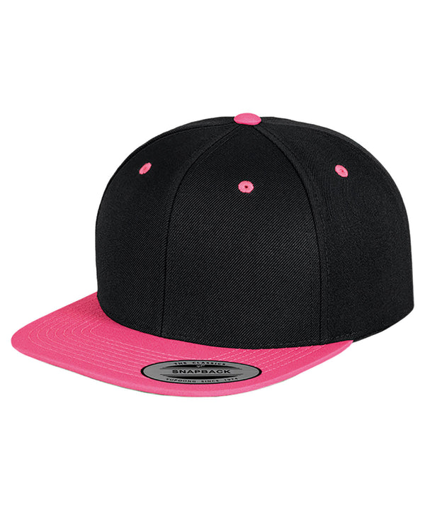 Black/Neon Pink - The classic snapback 2-tone (6089MT) Caps Flexfit by Yupoong Headwear, New Colours for 2023, Rebrandable Schoolwear Centres