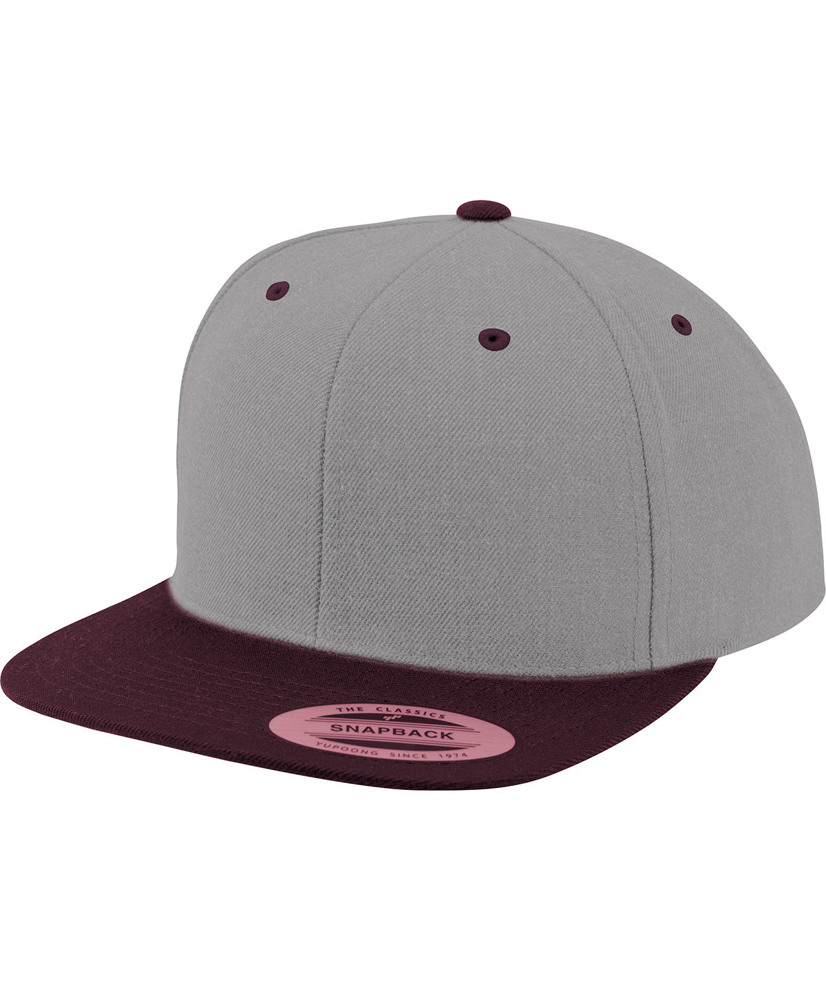 Heather/Maroon - The classic snapback 2-tone (6089MT) Caps Flexfit by Yupoong Headwear, New Colours for 2023, Rebrandable Schoolwear Centres