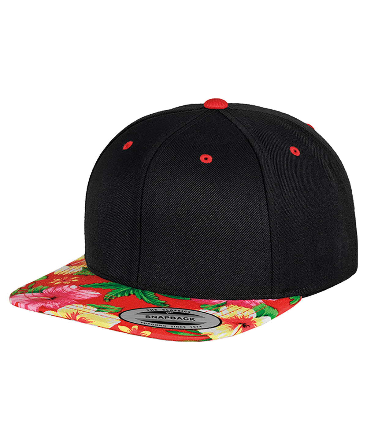 Black/Floral Red - Fashion print snapback (6089DESIGNER) Caps Flexfit by Yupoong Headwear Schoolwear Centres