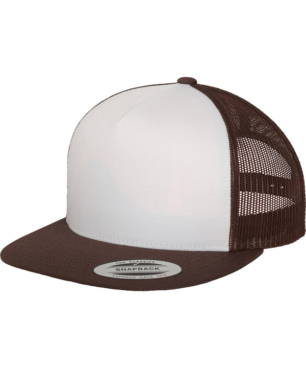 Brown/White/Brown - Classic trucker (6006W) Caps Flexfit by Yupoong Headwear, New Colours for 2023, Rebrandable Schoolwear Centres