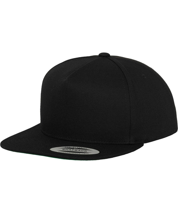 Black - Classic 5-panel snapback (6007) Caps Flexfit by Yupoong Headwear, New Colours for 2023, Rebrandable Schoolwear Centres